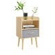 preview thumbnail 8 of 18, Kids Wood Side Table Nightstand With Fabric Drawer and 2-Tier Shelf,Oak