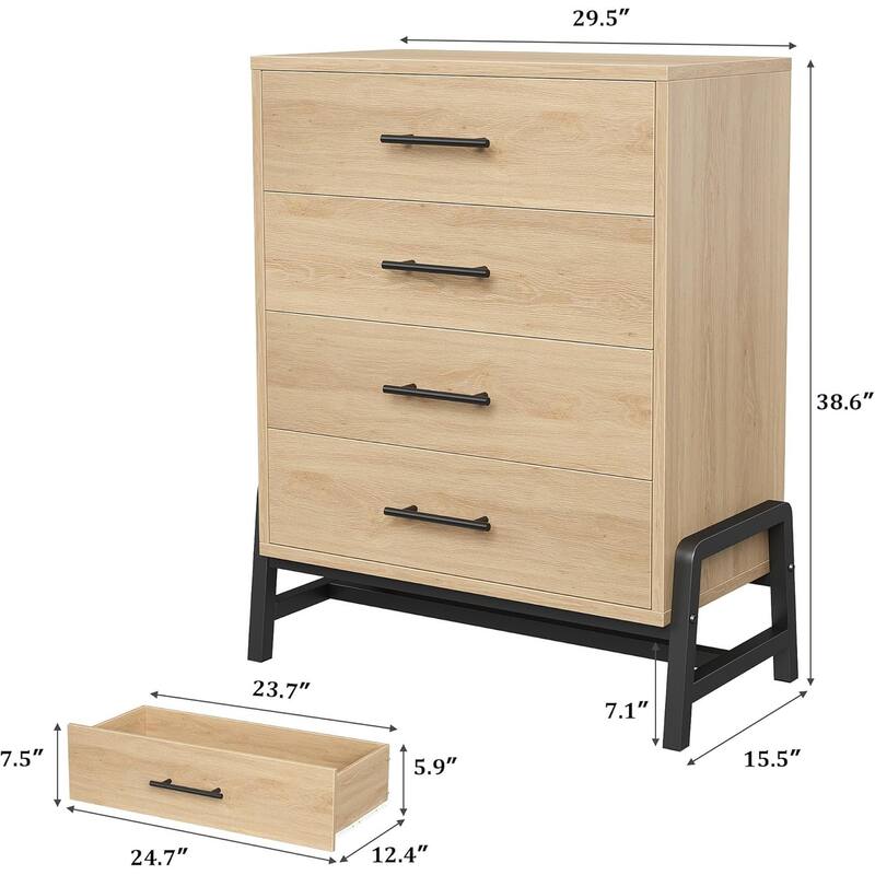38.6" Tall 4 Drawer Dresser with Storage Freestanding