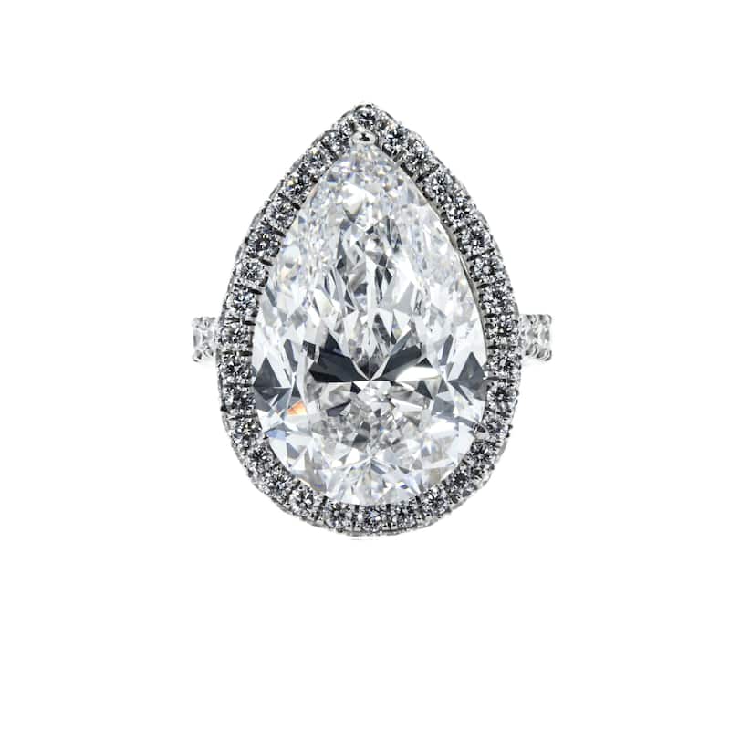 House Of Leon Platinum 13.03ct Pear Diamond Engagement Ring 15.03ctw GIA