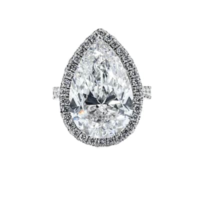 House Of Leon Platinum 13.03ct Pear Diamond Engagement Ring 15.03ctw GIA