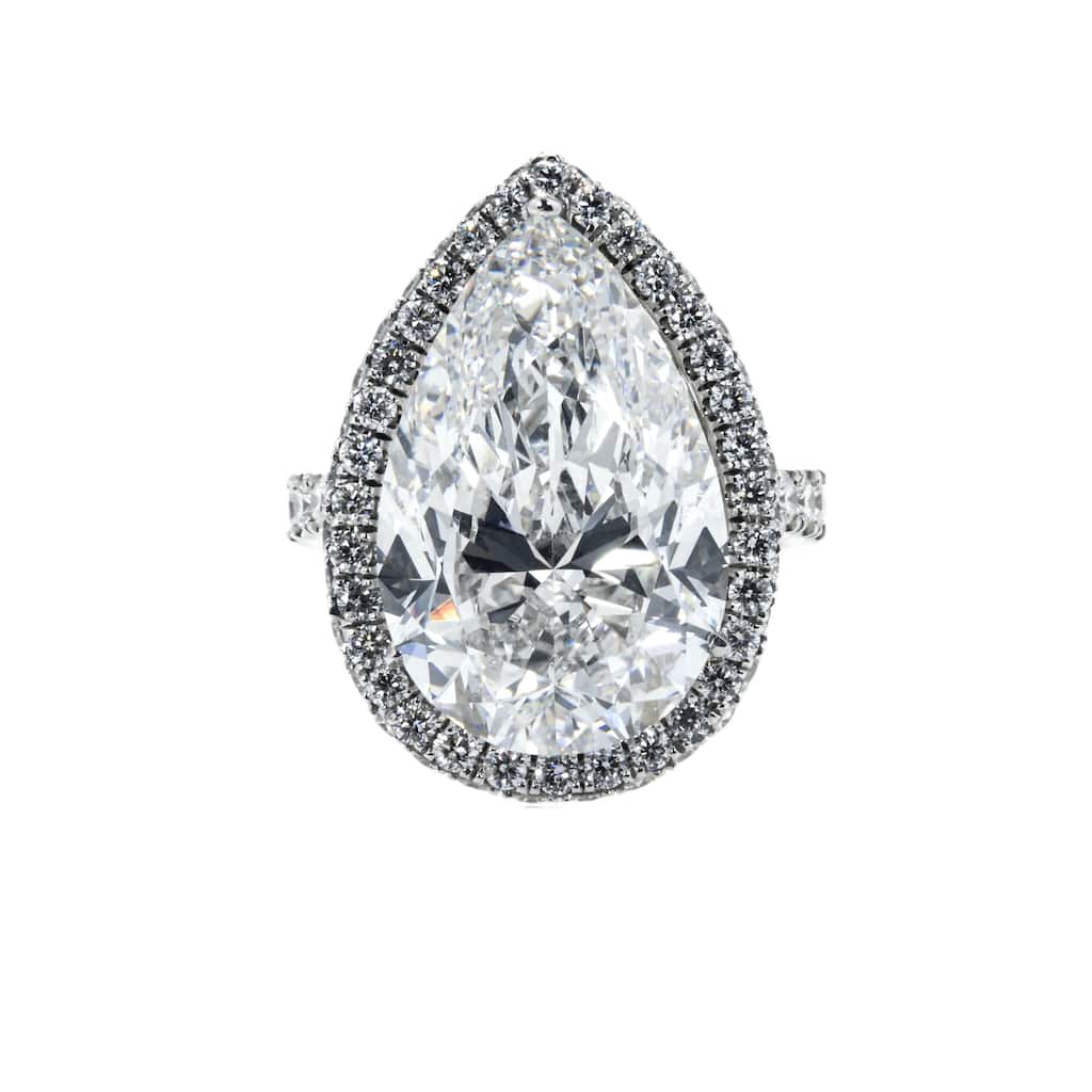 House Of Leon Platinum 13.03ct Pear Diamond Engagement Ring 15.03ctw GIA