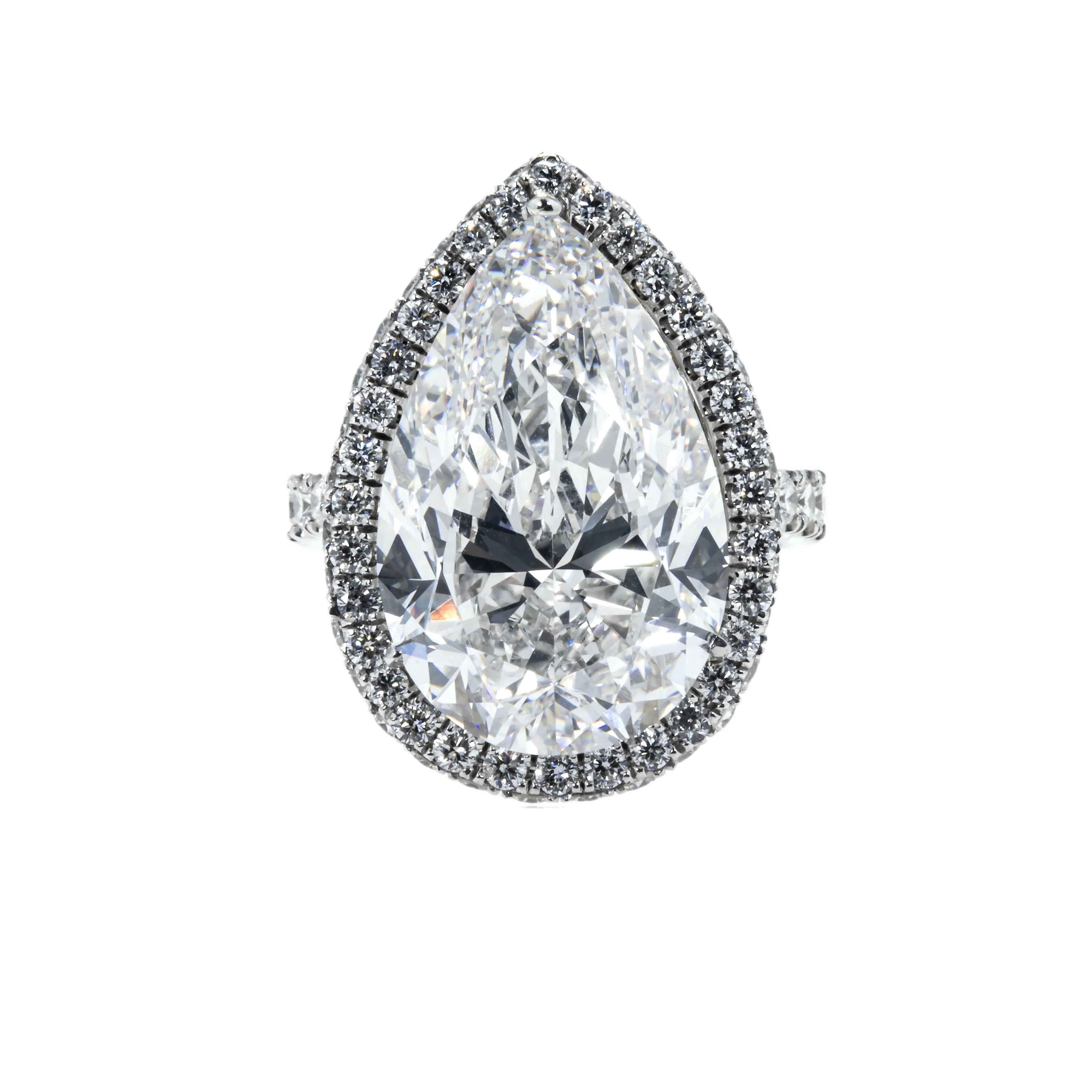 House Of Leon Platinum 13.03ct Pear Diamond Engagement Ring 15.03ctw GIA
