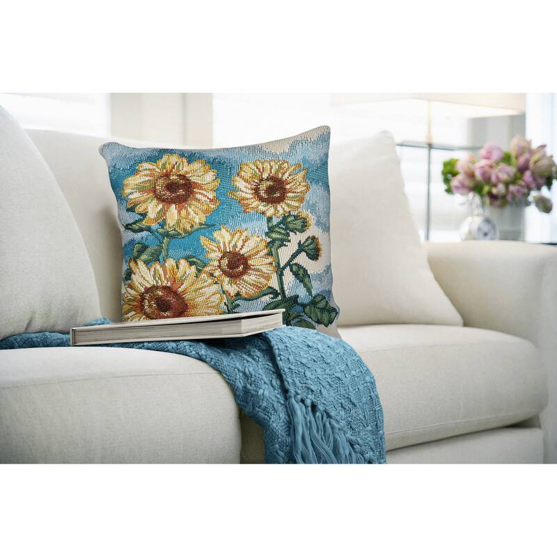 Liora Manne Marina Sunny Day Indoor/Outdoor Pillow - 18" x 18" - Polyester - Blue