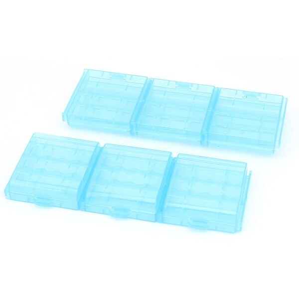 6PCS Plastic Portable Case Holder Storage Box Blue for 4 x 1.5V AA Batteries