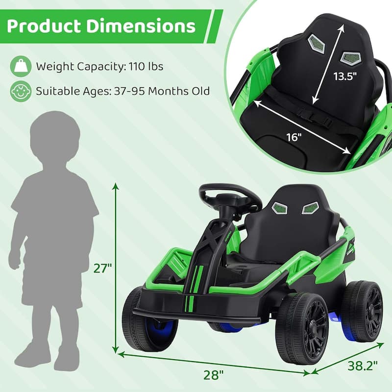 12V Ride on Race Toy Car Electric Go Kart w/Remote Control