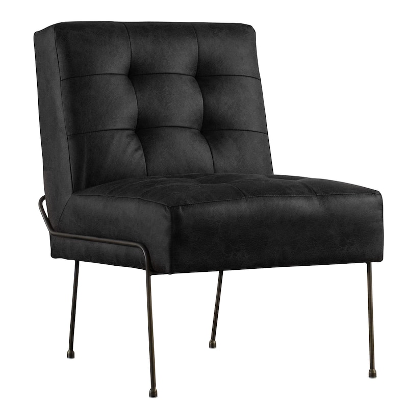 Quebec Modern Leather Lounge Chair with Gold Tone Base