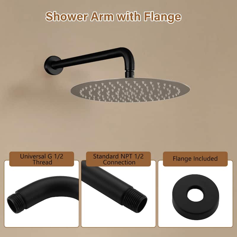 1-Spray Pattern with 2.5 GPM Round Ceiling Mount Rain Fixed Shower Head