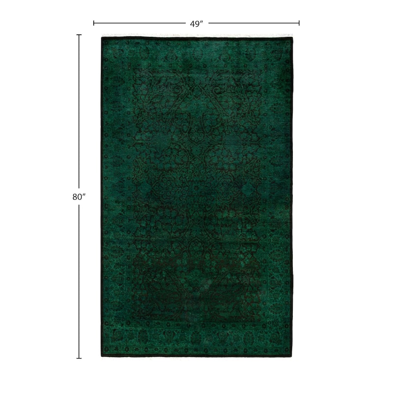 Overdyed One-of-a-Kind Hand-Knotted Area Rug - Green - 4' 1" x 6' 8"