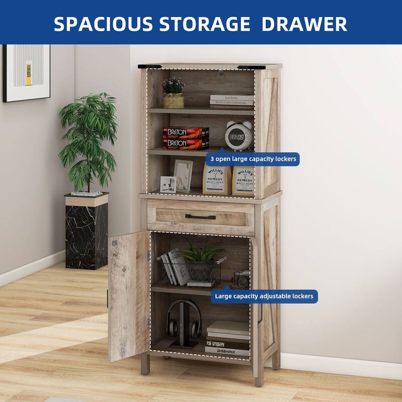 Moasis 58" Tall Storage Cabinet Bathroom Storage Cabinet with Doors and Shelves