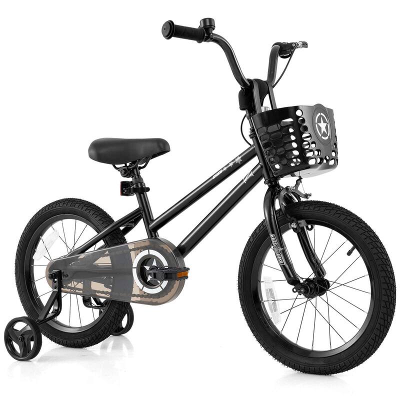 Costway 12"/14"/16"/18" Kid’s Bike with Training Wheels Adjustable - See Details - 16" Black