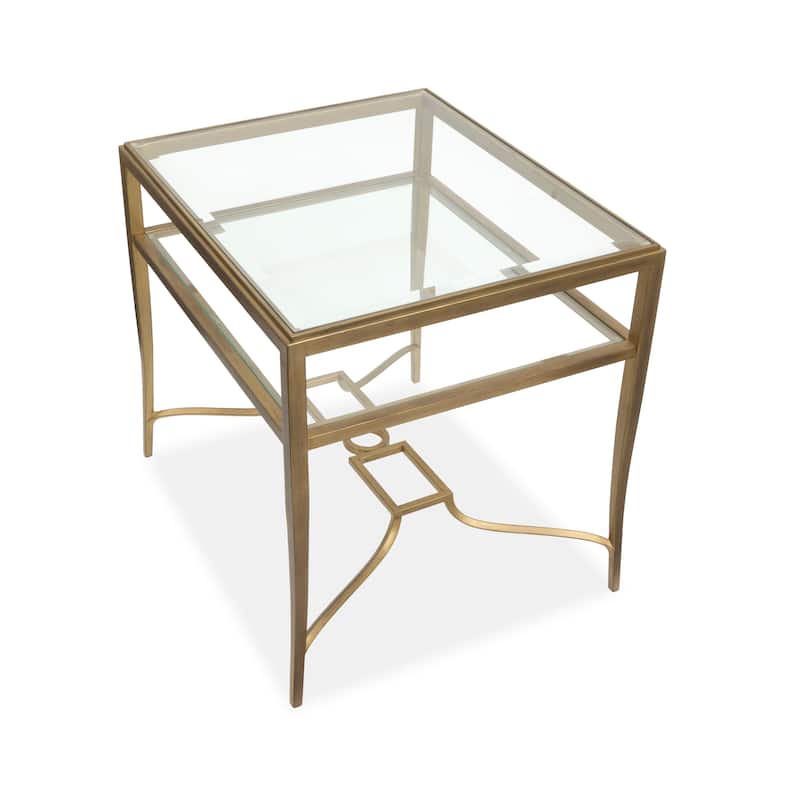 Magnussen Home Lorena Burnished Brass Rectangular End Table - 22''W x 26''D x 24''H