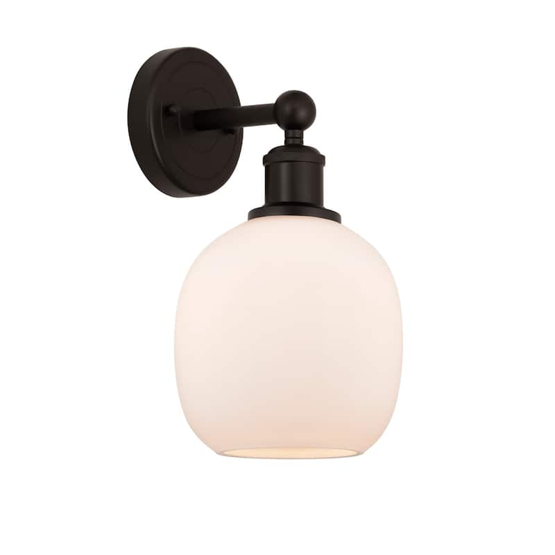 Innovations Lighting 616-1W-12-6 Belfast Sconce Belfast 12" Tall Wall - Oil Rubbed Bronze / Matte White