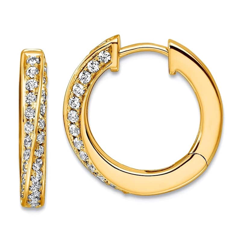 Curata 14k Yellow or White Gold 0.625 cttw Lab Grown Diamond VS DEF Twisted Hinged Huggies Earrings - Yellow