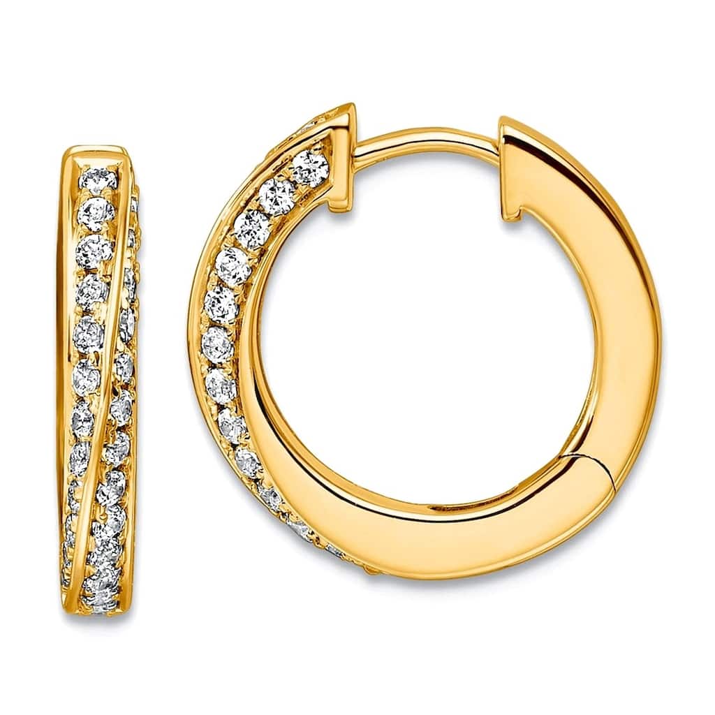 Curata 14k Yellow or White Gold 0.625 cttw Lab Grown Diamond VS DEF Twisted Hinged Huggies Earrings