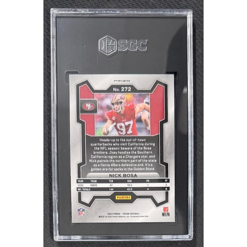 Nick Bosa 2023 Panini Prizm Red Football Card #272 Graded SGC 10 Cert # 3012815 - 8' x 11'