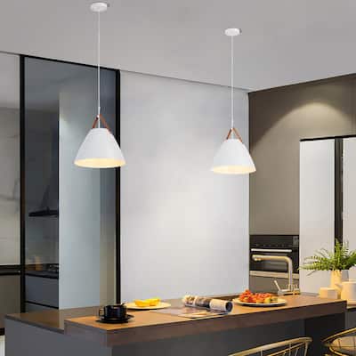 Alicia 14" 1-Light Wide Nordic Industrial-Style Strap Mini Pendant Lamp