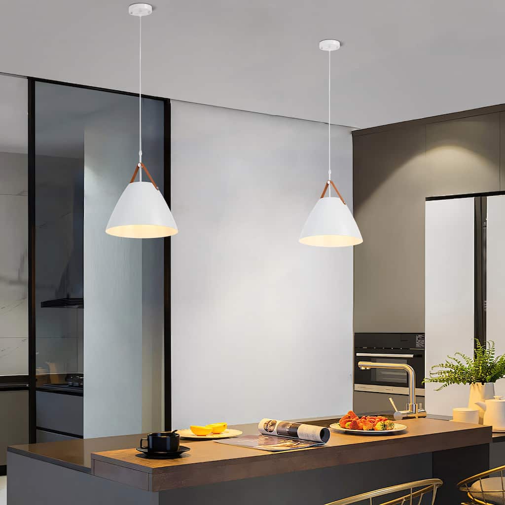 Alicia 14" 1-Light Wide Nordic Industrial-Style Strap Mini Pendant Lamp