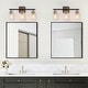 preview thumbnail 2 of 5, Modern Farmhouse Black Gold 3-Light Bathroom Vanity Light Cylinder Glass Wall Sconces - L19.5" x W7.5" x H10"