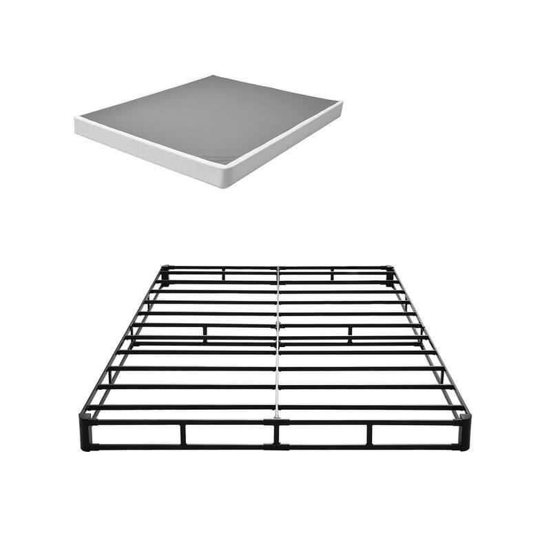 Black Steel Queen Frame Box Spring with 5-Inch Low Profile and Removable Fabric