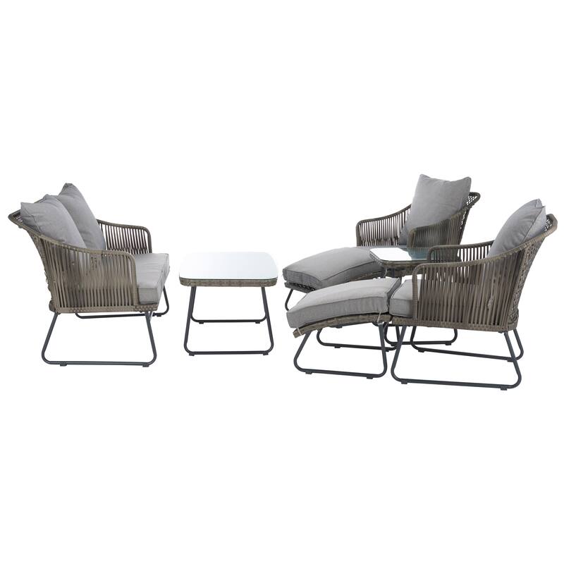 SAFAVIEH Outdoor Living Lonra 7-piece Lounger Set - 48"W x 29"D x 32"H