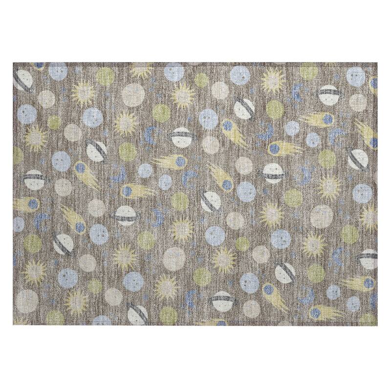 Machine Washable Indoor/ Outdoor Planets Comets Chantille Rug