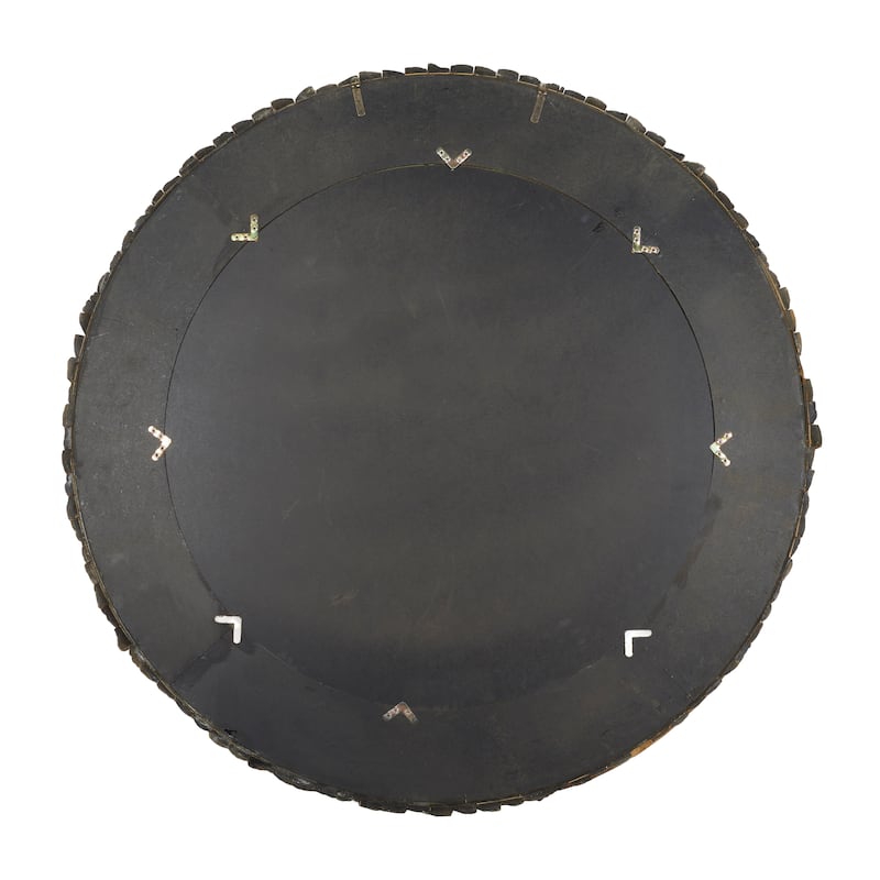 Brown Wood Large Room Wall Mirror with Layered Wood Chip and Stick Design