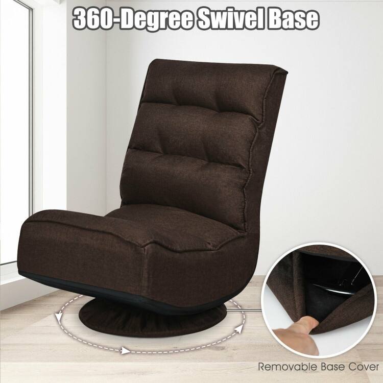 360-Degree Swivel Floor Chair with Foldable Design and Adjustable Backrest