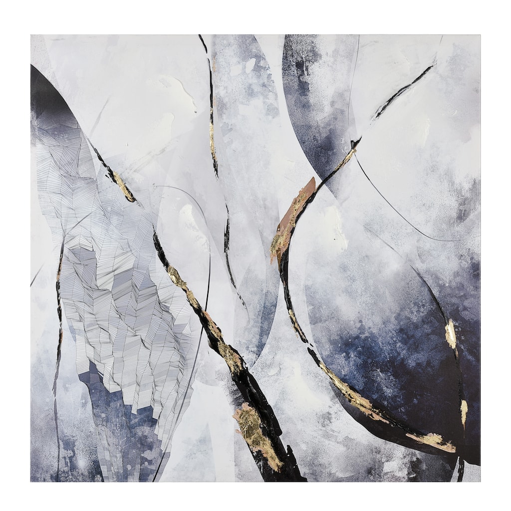 Elk Home Strength Dark Blue Fabric 32 Inch Wide Wall Art