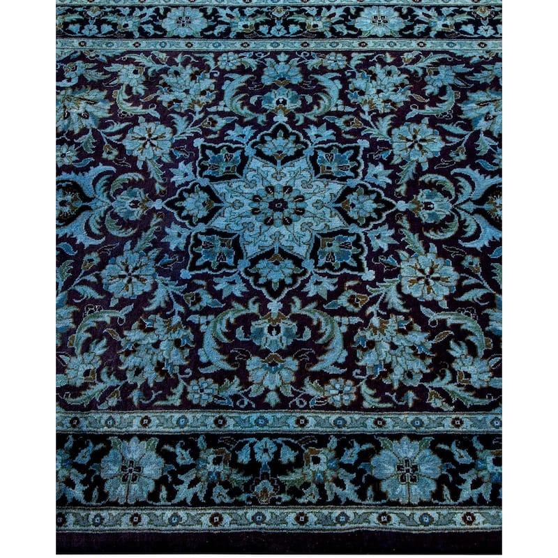 Overton Hand Knotted Wool Vintage Inspired Modern Contemporary Overdyed Blue Area Rug - 3' 3" x 5' 3"