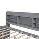 preview thumbnail 14 of 13, Full Size Wooden Captain Bed with Built-in Bookshelves, Three Storage Drawers, and Pull-Out Trundle, Classic Light Grey Design