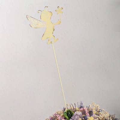 Metal Bee Holding A Flower Lawn Stake