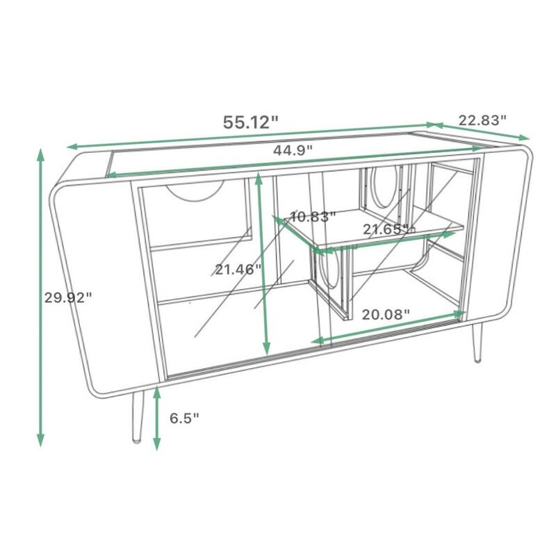 55" Modern Spacious Cat House with Tempered Glass for Living Room and More