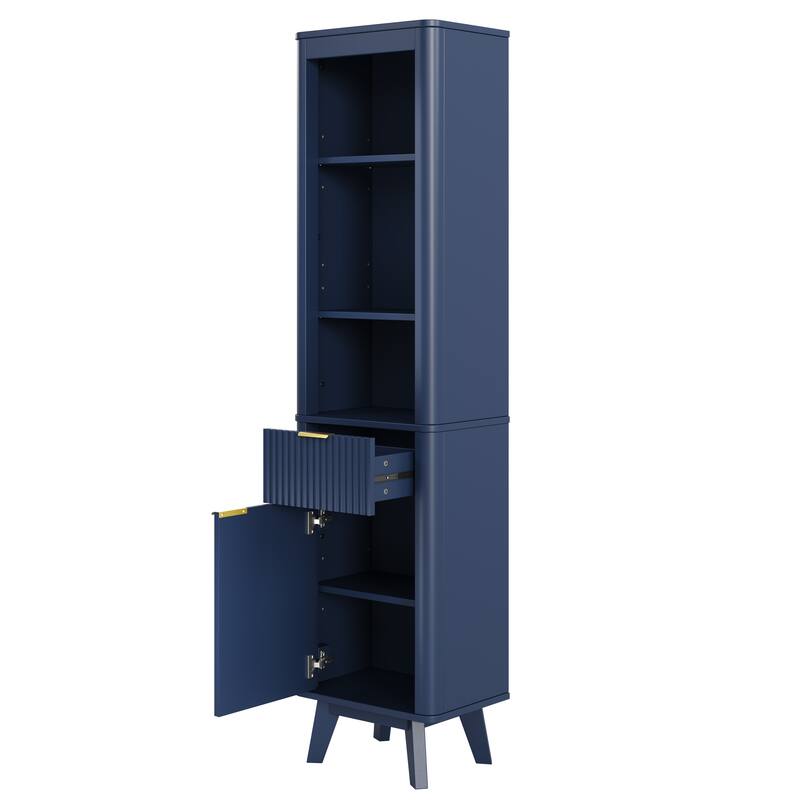 68" H Tall Bathroom Storage Cabinet with Adjustable Shelves and One Drawer & Door, Storage Cabinet for Bathroom, Living Room