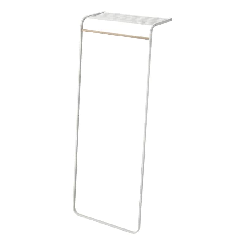 Yamazaki Home Leaning Coat Rack with Shelf, Steel, Holds 22 lbs - L 18.11 x W 23.62 x H 62.99 inches