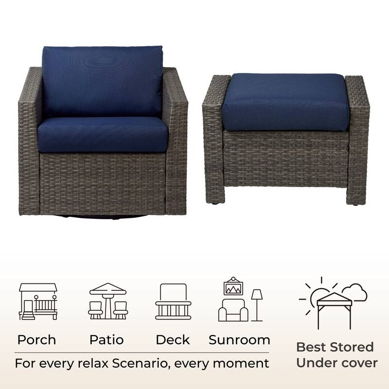 Oakley Outdoor Wicker Patio Furniture Swivel Chair