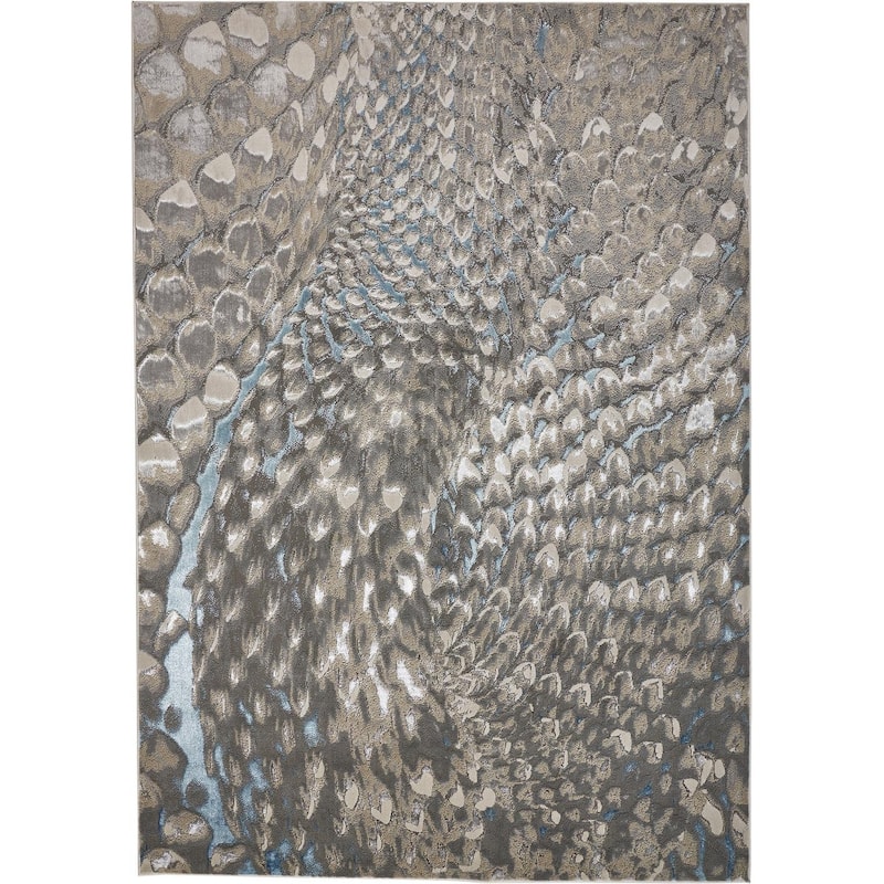 Grand Bazaar Aurelian Machine Made Abstract Modern Area Rug - 1'8" x 2'10" - Blue/Silver/Gray