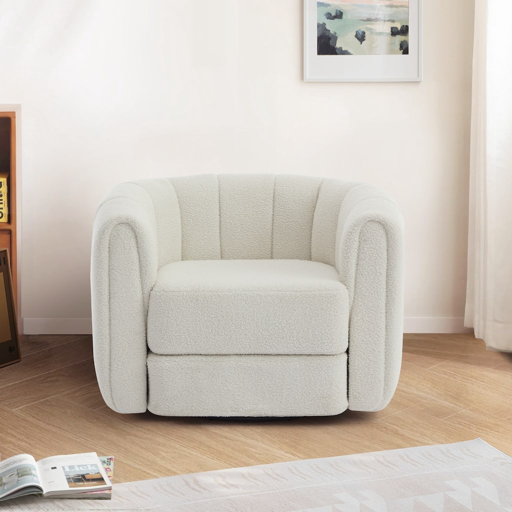 Accent Barrel Chair, Modern Round Armchairs with Upholstered, Comfy Swivel Accent Chair for Living Room