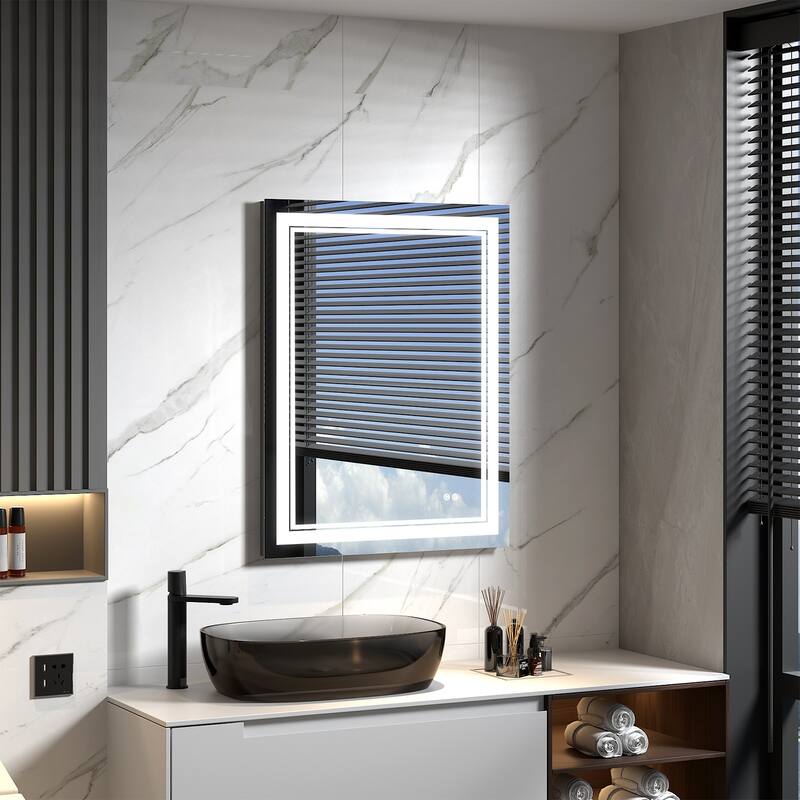 Retangular Wall Mounted LED Bathroom Mirror With Touch Switch Memory Mirror Anti-Fog (Horizontal/Vertical)
