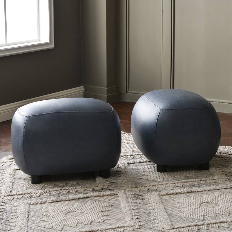 KINWELL 23" Wide Faux Leather Upholstered Ottoman Footrest, PU Entryway Footstool