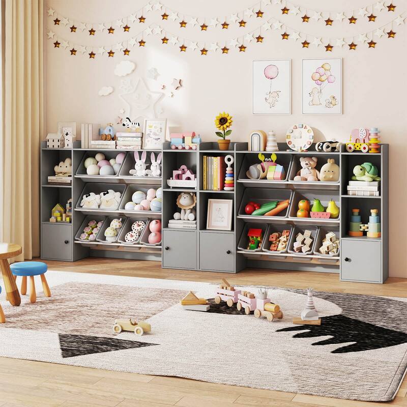 Costway Kids Toy Storage and Bookshelf with 8 Boxes Open Shelves & 2 - See Details