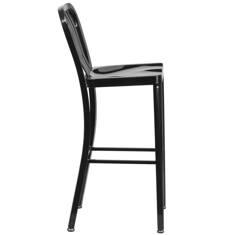 30'' High Metal Indoor-Outdoor Barstool with Vertical Slat Back