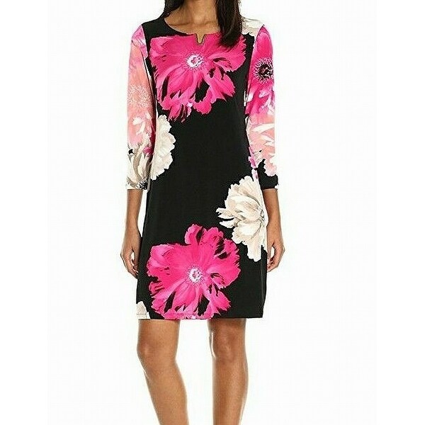 calvin klein black floral sheath dress