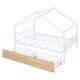 preview thumbnail 17 of 16, Twin Size Metal House Bed with 2 Drawers Storage Bed, White