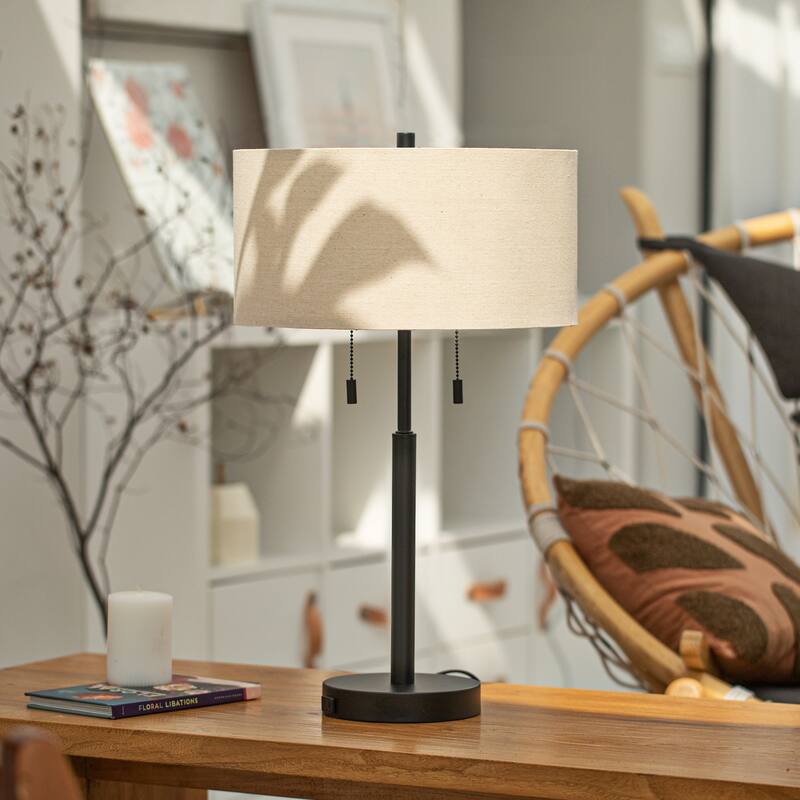 CO-Z 24" Modern Table Lamps with USB Port and AC Outlet, Set of 2