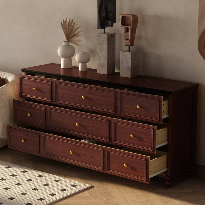 Timechee 63'' W Dresser White Chest Srorage Cabinet Lacquer Drawers
