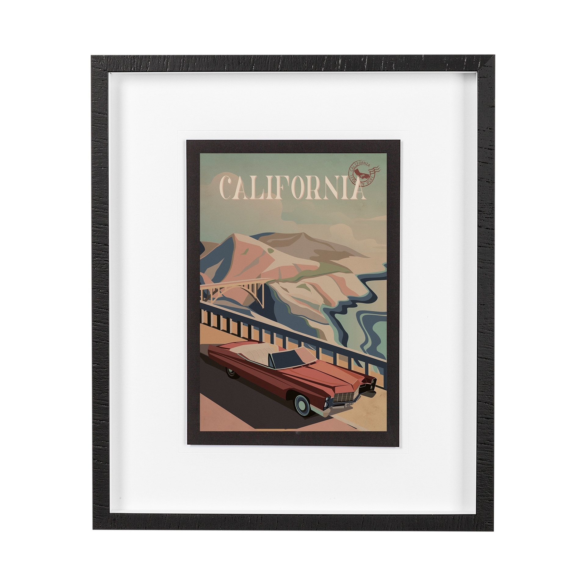 California Go USA (M) by Mercana Studio a Framed Art Print Matted under Glass