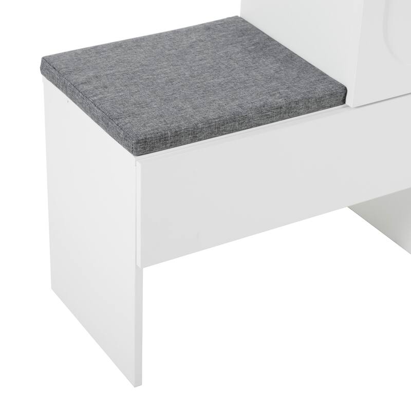 Elegant 2-in-1 Shoe Cabinets with Soft Cushion, Modern Storage Bench with Arched Doors