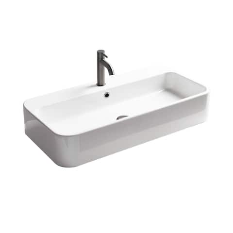 WS Bath Collections Cosa 39-3/8" Rectangular Ceramic Vessel or Wall