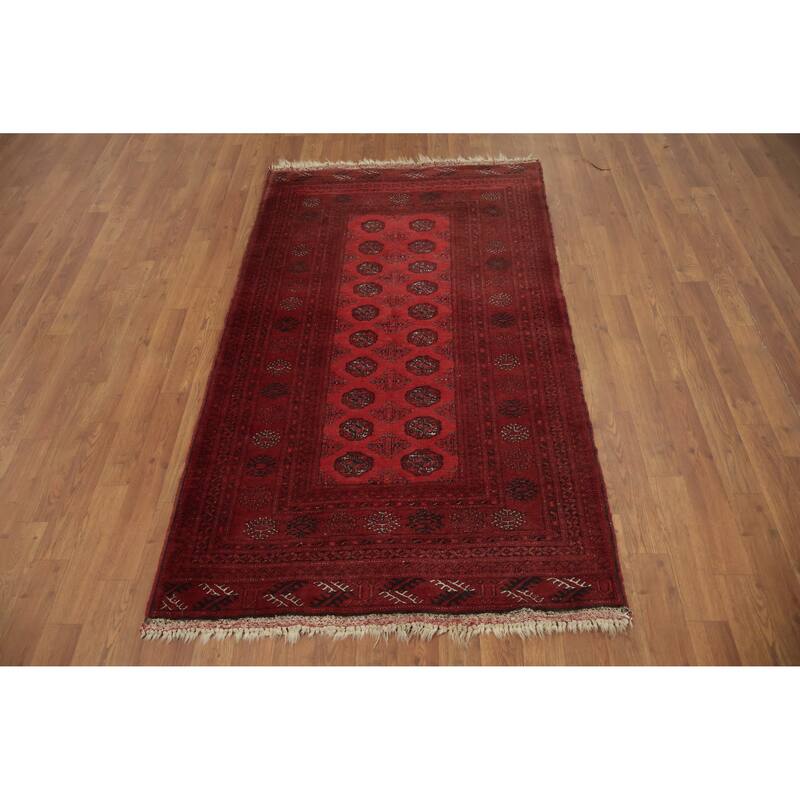 Hand Knotted Oriental 100% Wool Carpet Traditional Geometric Red Balouch Area Rug - 5' 11'' X 3' 4''