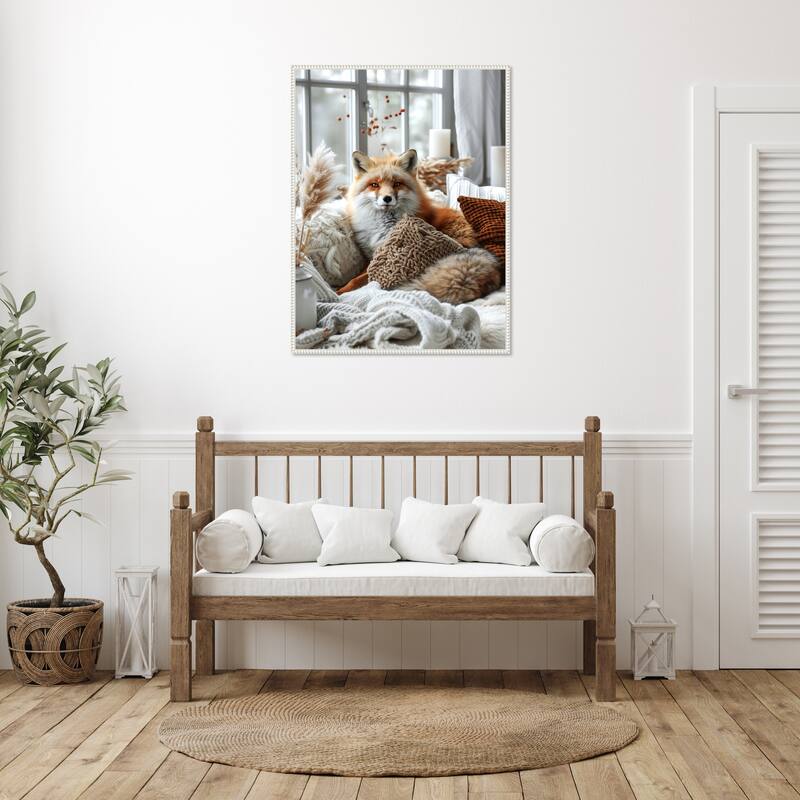 Cozy Fox by Justyna Jaszke Framed Canvas Wall Art